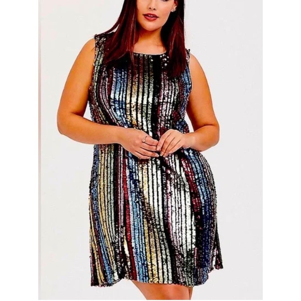 Torrid Rainbow y2k Sequin Sleeveless Trapeze Dress 0 L 12 fairy boho party whims